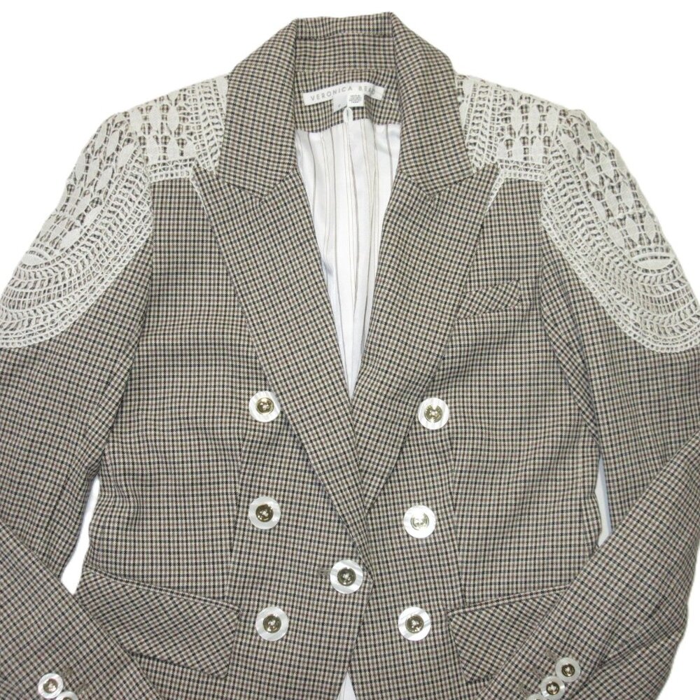 Veronica Beard Faithon Dickey Blazer in Camel Multi Crochet Trim Jacket 0 - Picture 2 of 9